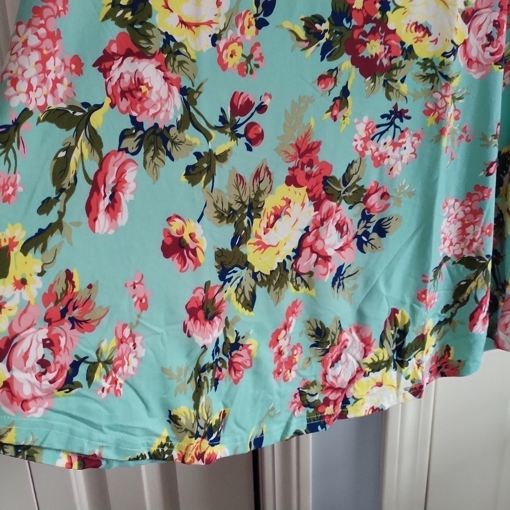 Amazon U.Vomade Green Floral Shirt Sleeve Tunic Top 1X - Picture 5 of 14
